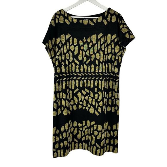 Misook Black Gold Shift Dress Size 0X - Picture 1 of 7